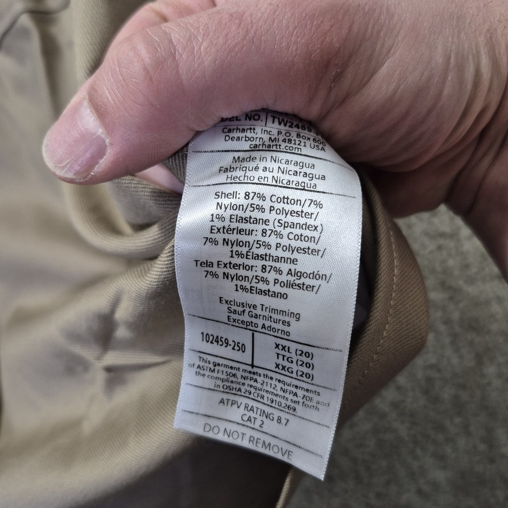 Carhartt FR Shirt Rugged Flex Twill Womens 2XL Khaki Flame Resistant Welder New - Picture 6 of 11